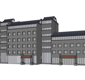 新中式公寓楼su模型