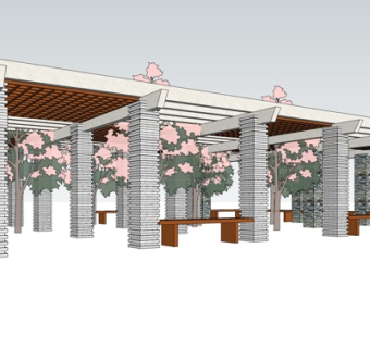 现代廊架su模型