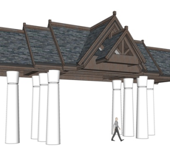 东南亚凉亭su模型