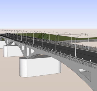 现代跨河大桥su模型