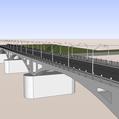 现代跨河大桥su模型