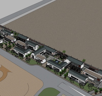 新中式商业街su模型