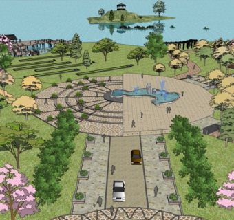 现代广场su模型