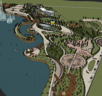 现代广场su模型