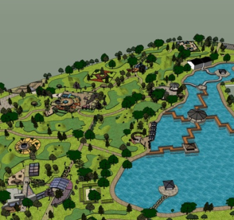 现代公园su模型