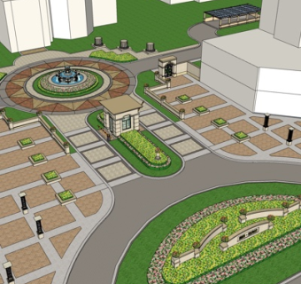 欧式小区大门景观su模型