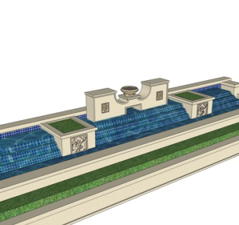 欧式景观墙su模型