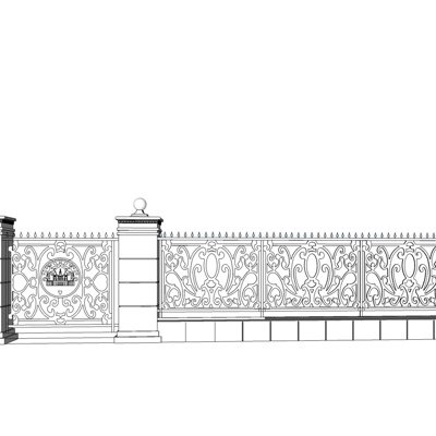 欧式铁艺围栏su模型