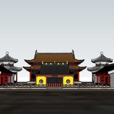 中式寺庙建筑su模型