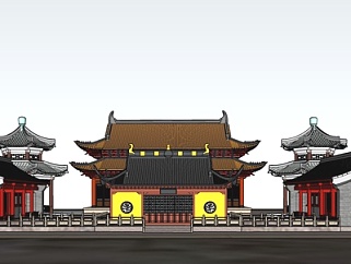 中式寺庙建筑su模型