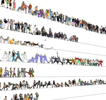 现代人物组合su模型