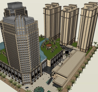 新古典沿街商业建筑su模型