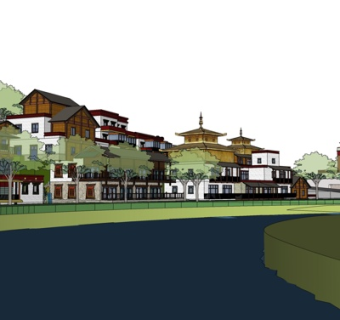 新中式别墅su模型