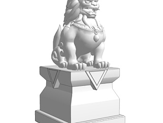 中式石狮子雕塑su模型