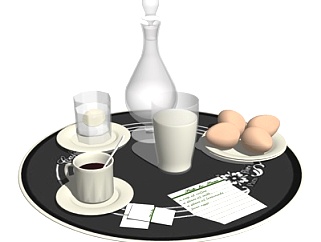 <em>现代</em>早餐桌su模型