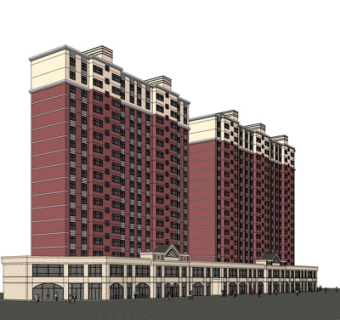 欧式沿街商业建筑su模型