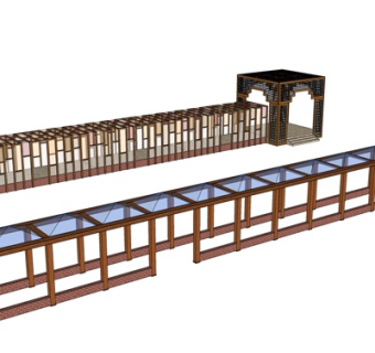 新中式长廊su模型