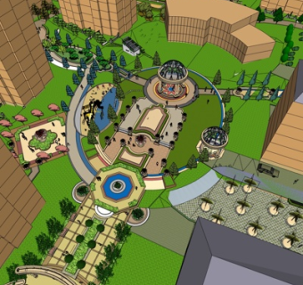 现代公园su模型