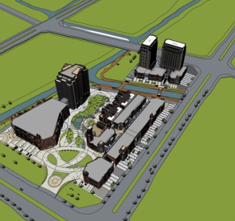 现代办公楼规划su模型