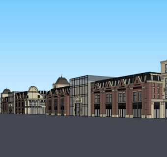 欧式沿街商业建筑su模型