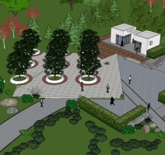 现代公园su模型