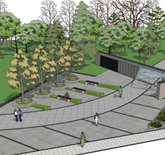 现代公园su模型