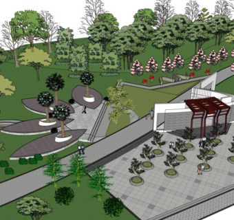 现代公园su模型