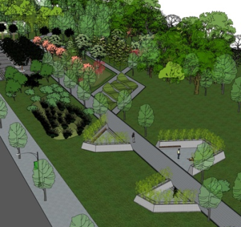 现代公园su模型