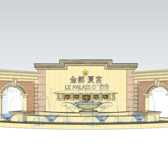 欧式景观墙su模型