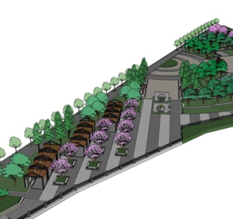 新中式公园su模型