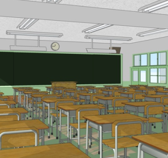 现代教室su模型
