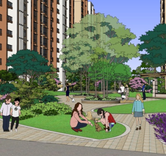 现代公园su模型