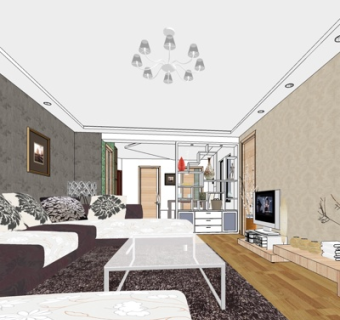 现代客厅su模型