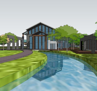 现代会所su模型