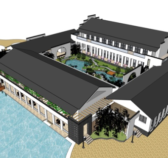 中式院子su模型