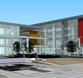 现代办公楼su模型