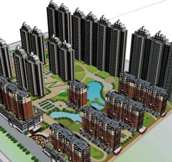 欧式公寓楼规划su模型