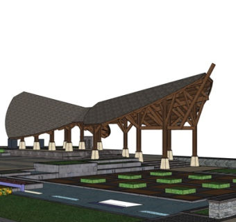 东南亚长廊su模型su模型