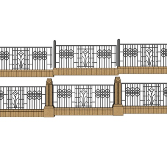 欧式铁艺围栏su模型
