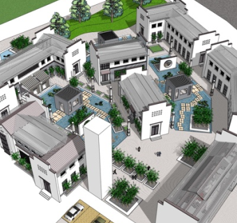 新中式房屋建筑su模型