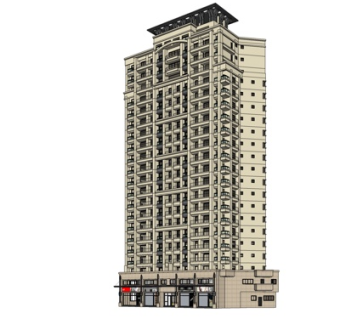 现代高层公寓楼su模型