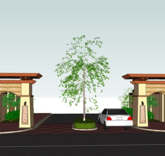 欧式小区入户门su模型