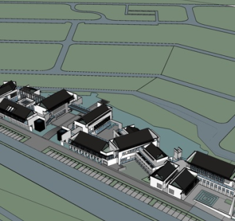 新中式房屋建筑su模型