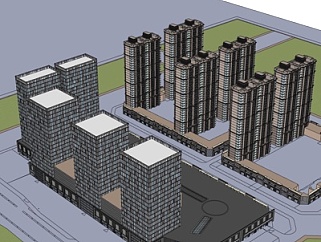 现代公寓楼规划su模型