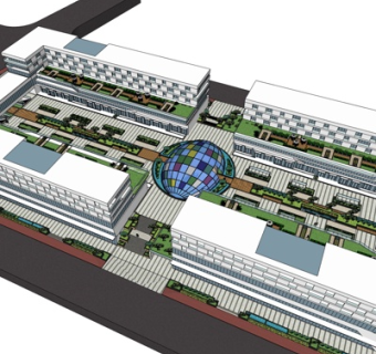 现代办公楼规划su模型
