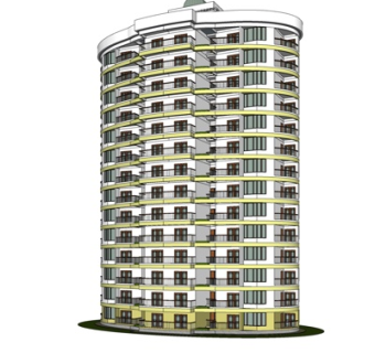 现代高层公寓楼su模型