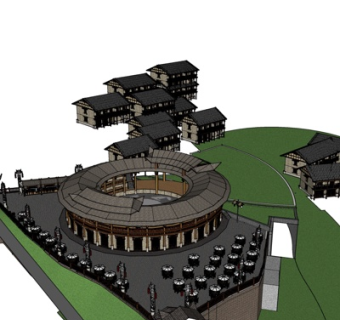 新中式房屋建筑su模型