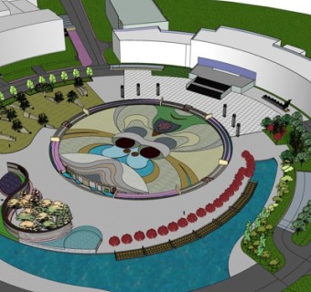 现代广场su模型