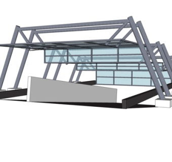 现代地下车库入口su模型