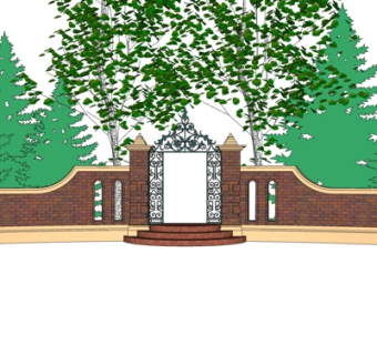 欧式景观墙su模型